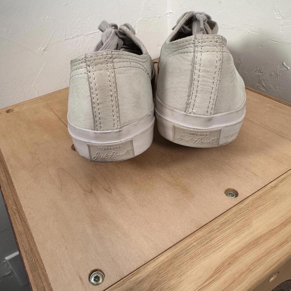 Converse Jack Purcell low-top leather sneakers in Grey/Beige 7.5 - Picture 7 of 10